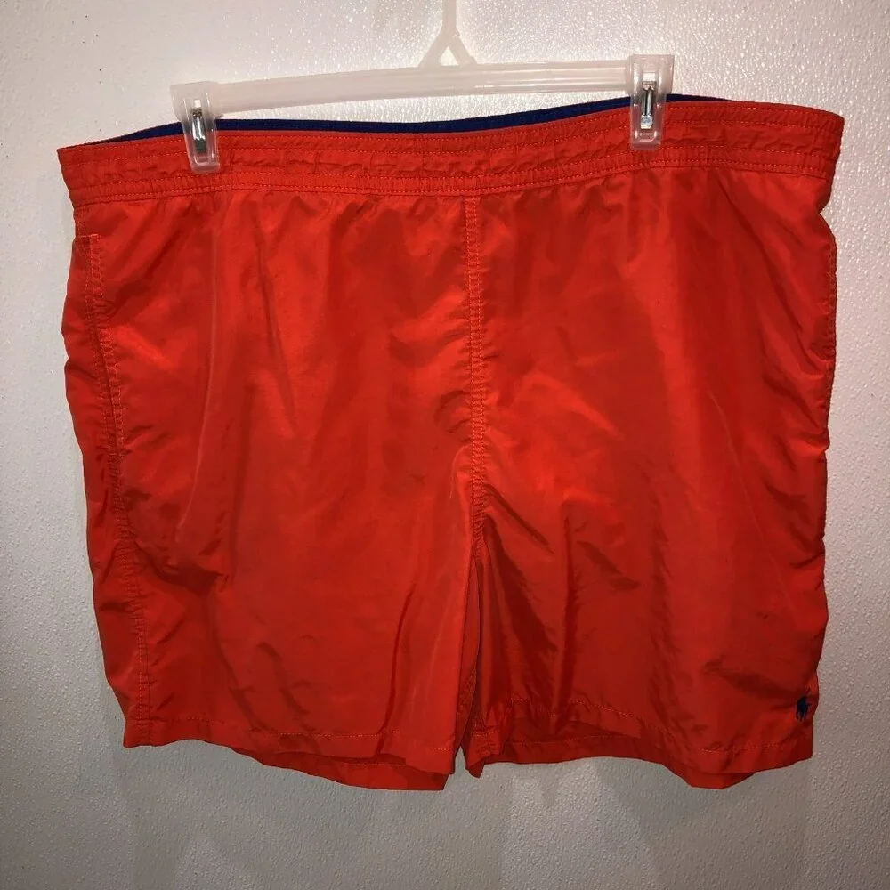 Polo Ralph Lauren Men Size 2XB Big Orange Lined Pockets Swim Shorts Trunks